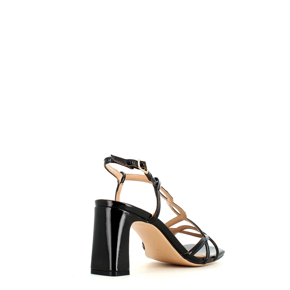 Regarde Le Ciel Chelly Strappy Patent Sandal Black