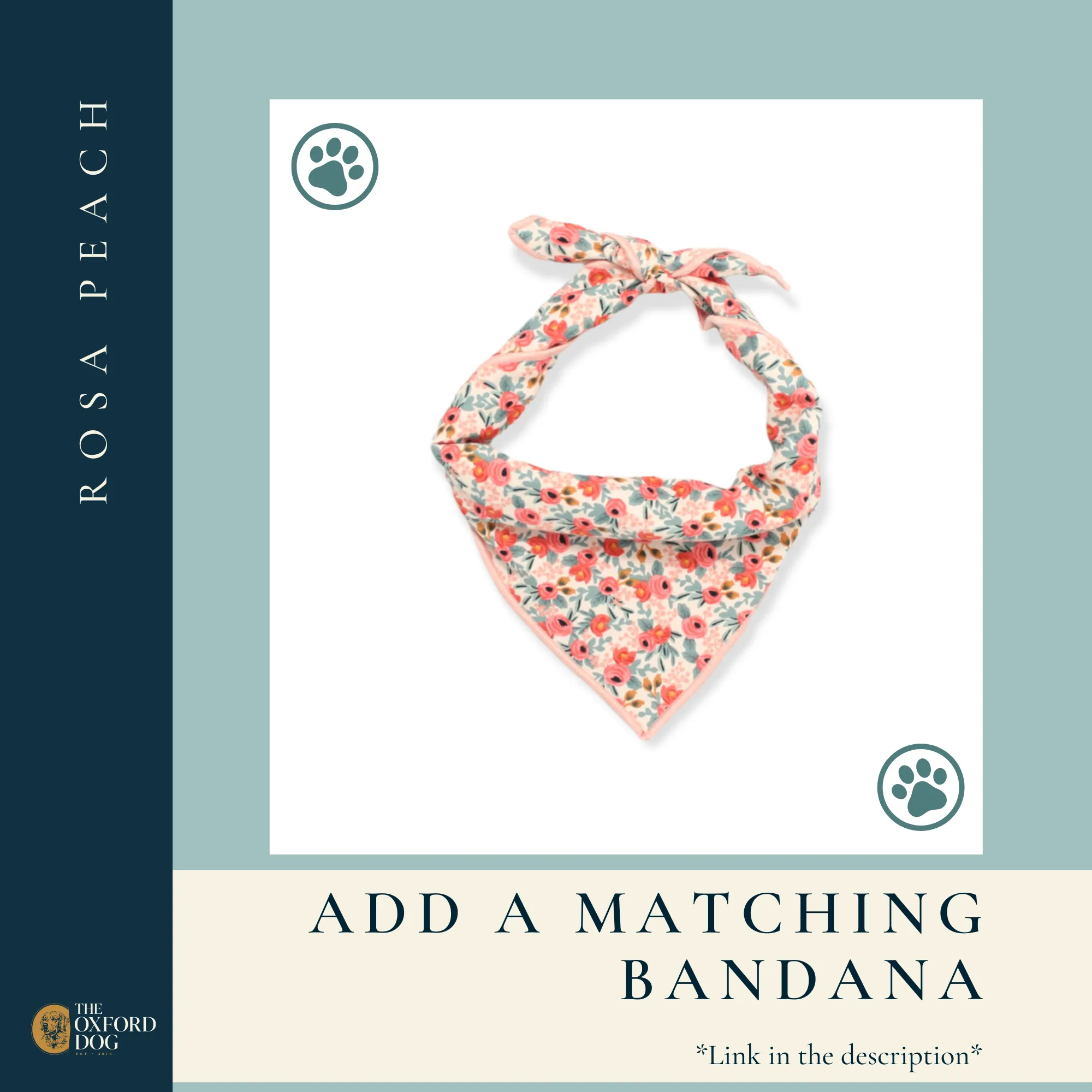 Rosa Peach Dog Bandana | The Oxford Dog