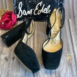 SAM EDELMAN Olwyn Black Leather Platform Sandal 9M