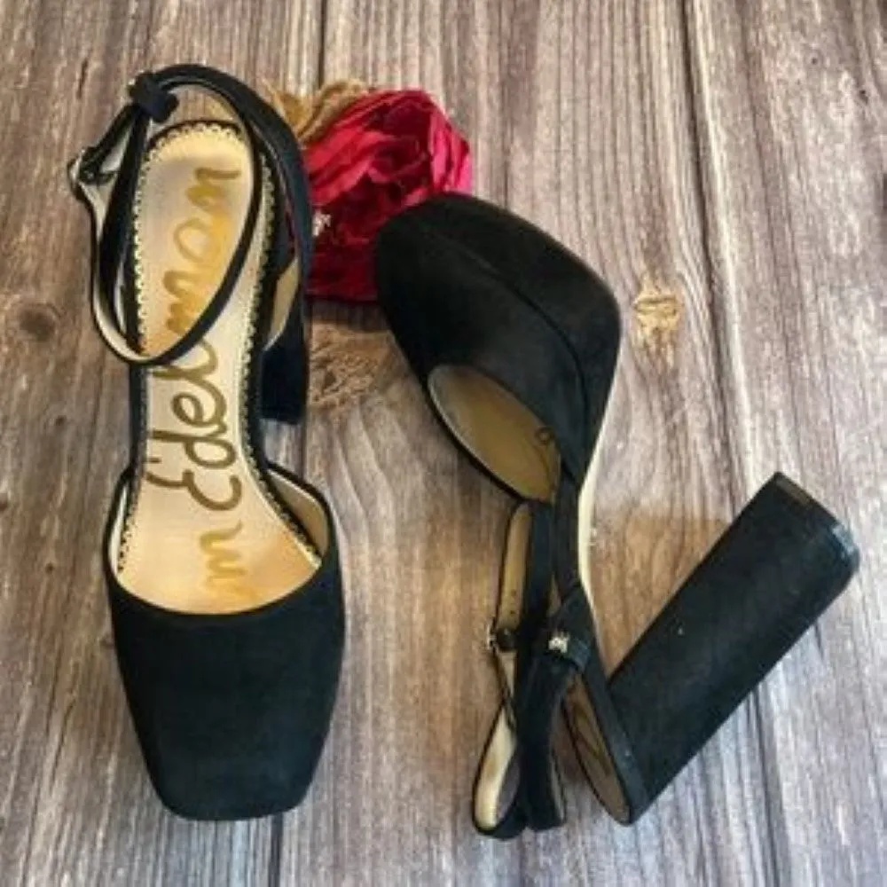 SAM EDELMAN Olwyn Black Leather Platform Sandal 9M