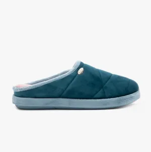 Scholl HOLLY 2.0 Womens Quilted Mule Slippers Petrolia