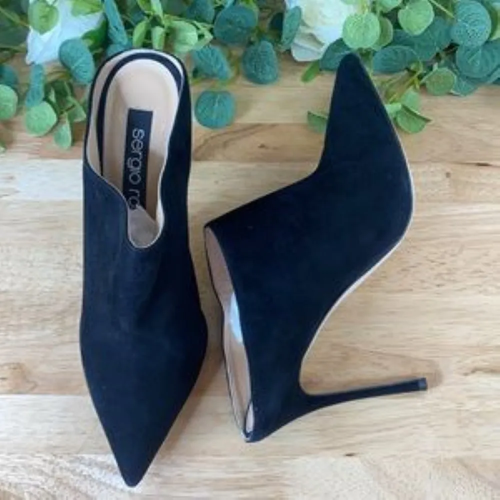 Sergio Rossi Godiva Black Leather Mule 39.5M
