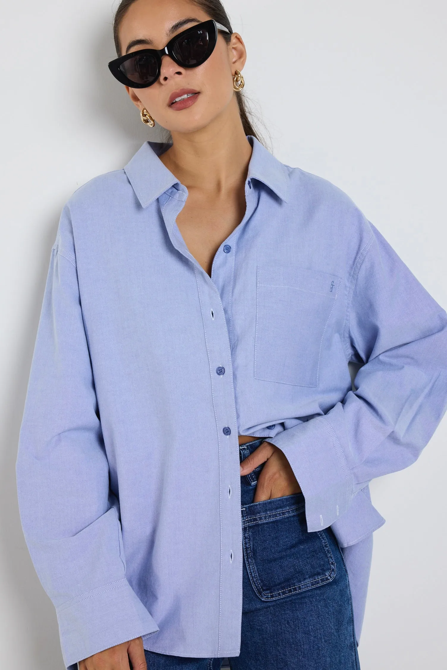 Signature Blue Oxford Oversized Shirt