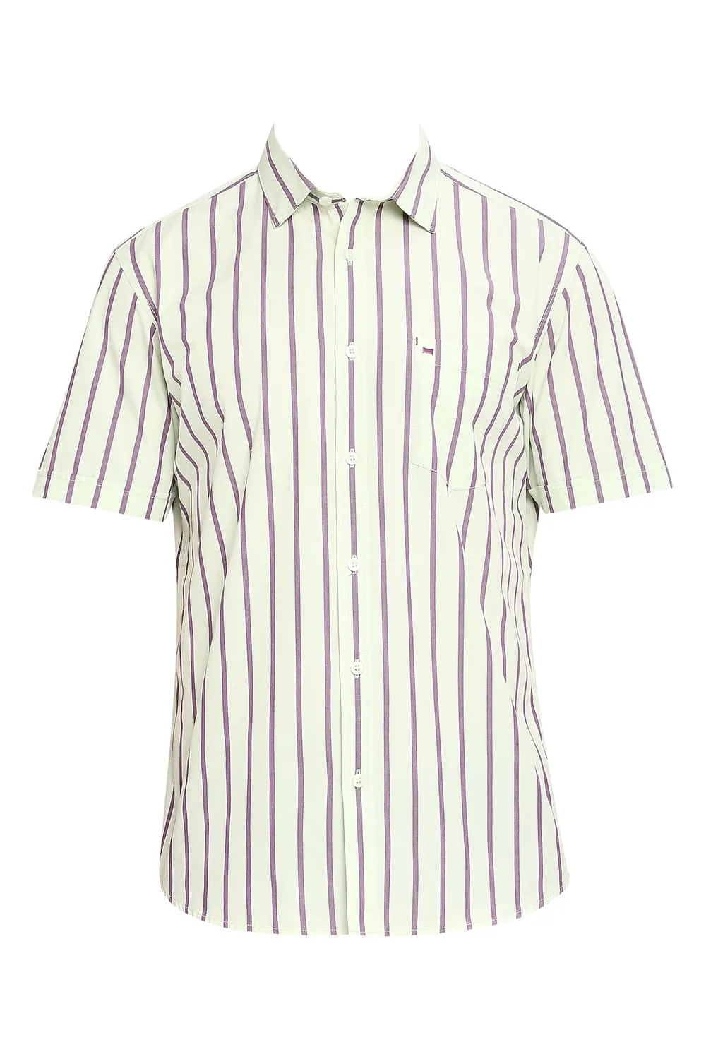 Slim Fit Cotton Stripe Halfsleeves Shirt