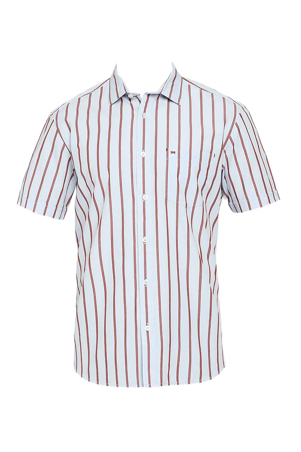 Slim Fit Cotton Stripe Halfsleeves Shirt