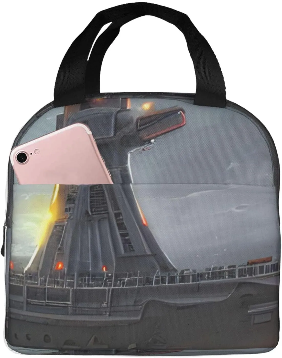 SSIMOO Giant Nuclear Ship Stylish And Practical Reusable Lunch Bag-Insulated Lunch Tote For Office,Camp Activities.