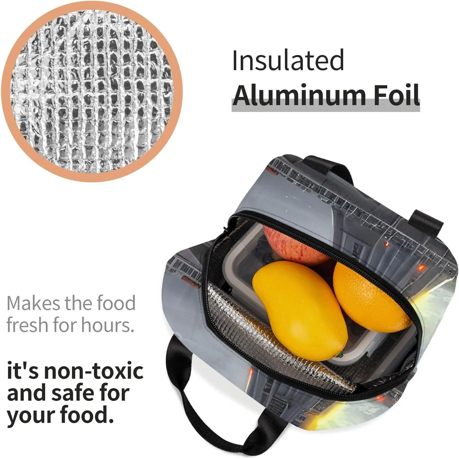 SSIMOO Giant Nuclear Ship Stylish And Practical Reusable Lunch Bag-Insulated Lunch Tote For Office,Camp Activities.