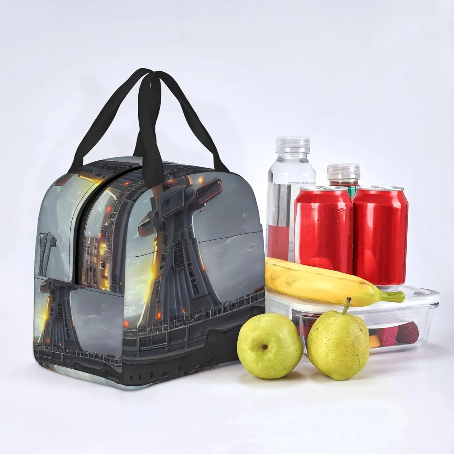 SSIMOO Giant Nuclear Ship Stylish And Practical Reusable Lunch Bag-Insulated Lunch Tote For Office,Camp Activities.