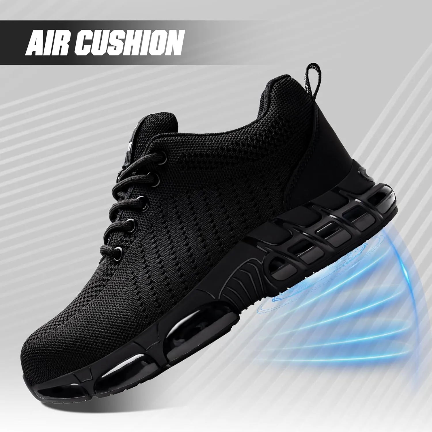 Steel Toe Shoes for Men Women Safety Work Sneakers Indestructible Comfortable Lightweight Breathable Construction Sneakers Anti Smashing Puncture Proof Air Cushion