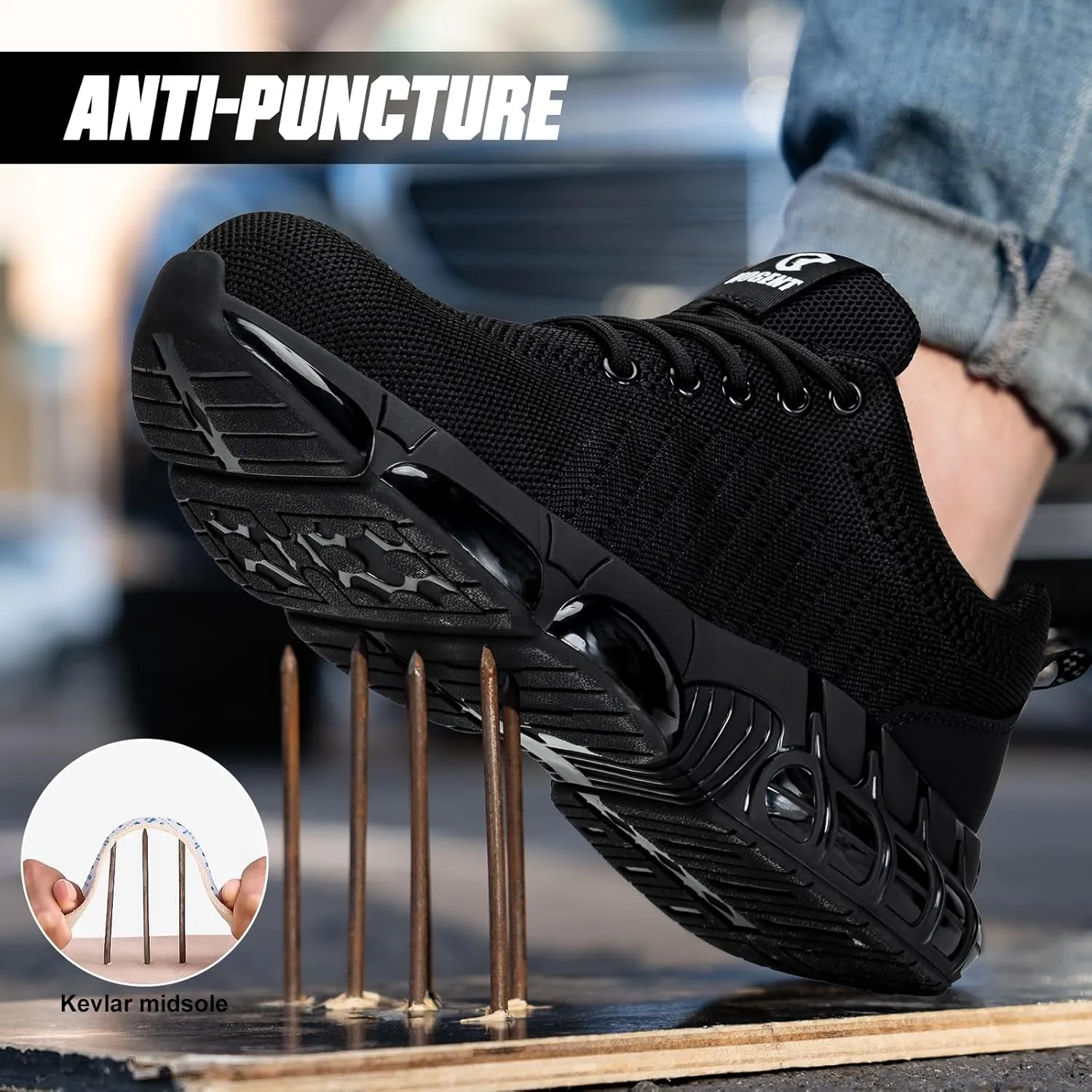 Steel Toe Shoes for Men Women Safety Work Sneakers Indestructible Comfortable Lightweight Breathable Construction Sneakers Anti Smashing Puncture Proof Air Cushion