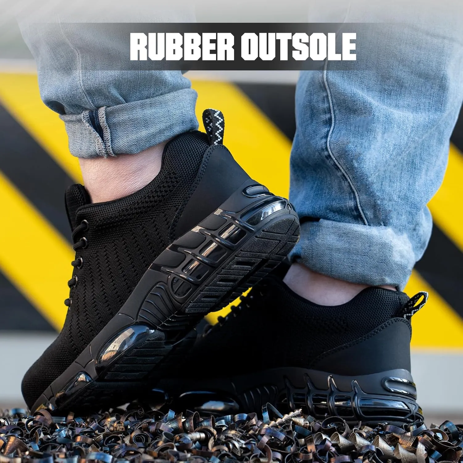 Steel Toe Shoes for Men Women Safety Work Sneakers Indestructible Comfortable Lightweight Breathable Construction Sneakers Anti Smashing Puncture Proof Air Cushion