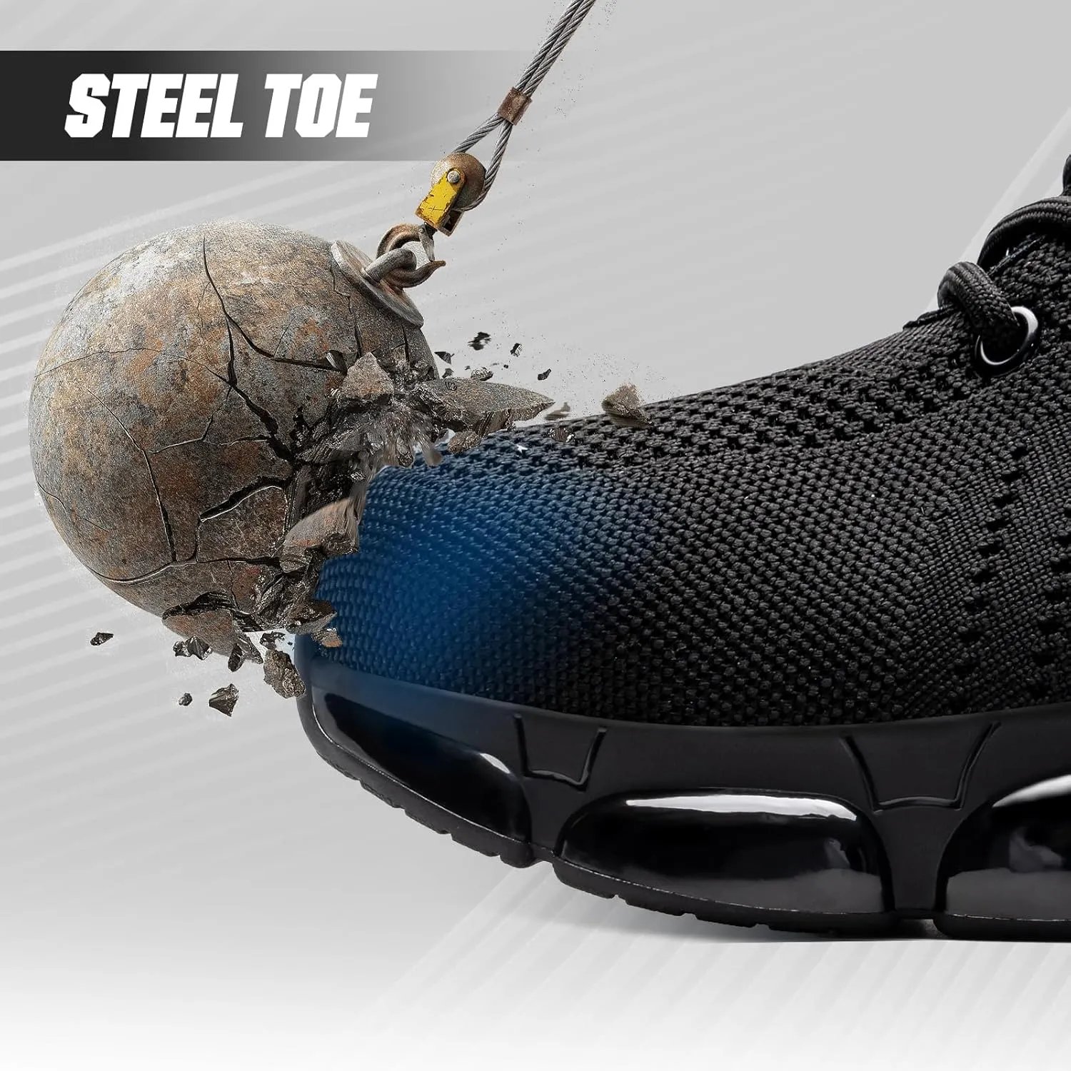 Steel Toe Shoes for Men Women Safety Work Sneakers Indestructible Comfortable Lightweight Breathable Construction Sneakers Anti Smashing Puncture Proof Air Cushion