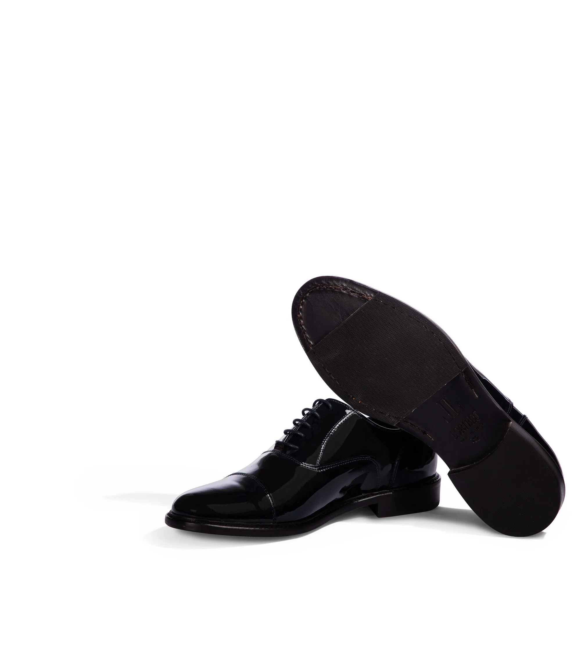 Stringate oxford in vernice blu