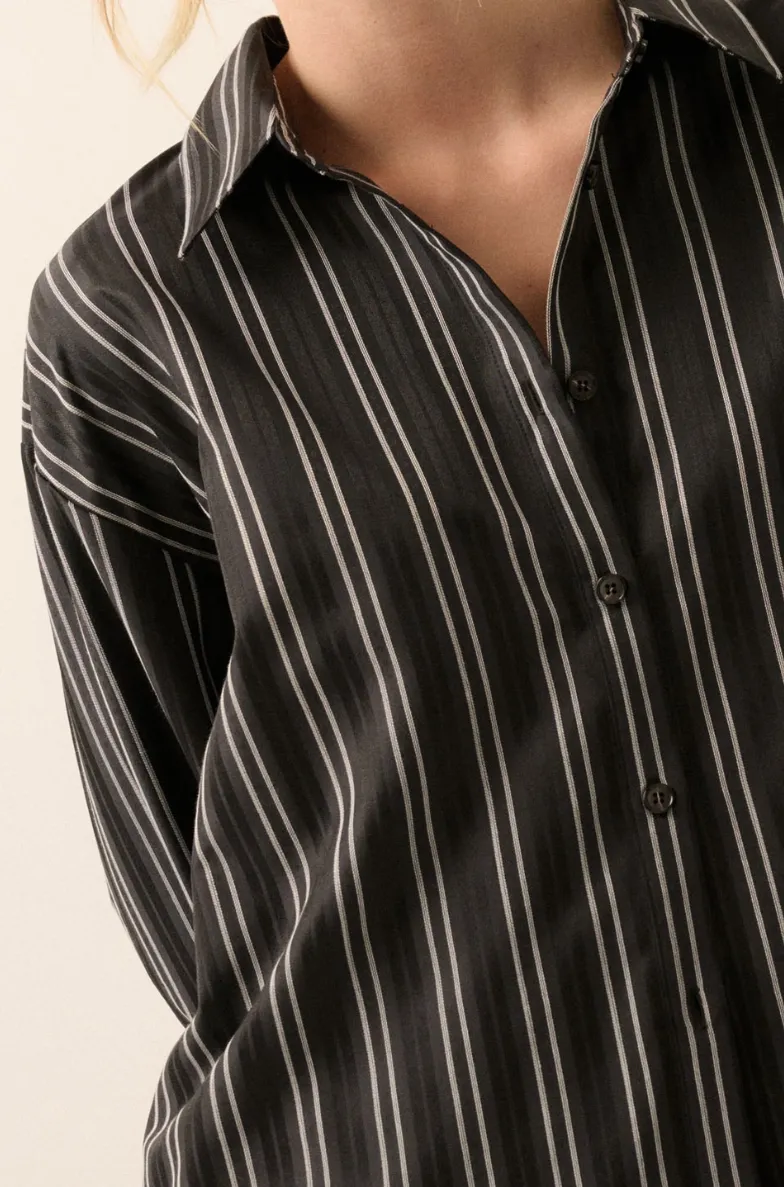 Striped Button-Back Collared Shirt