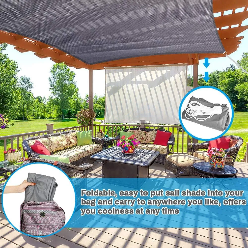 Sun Sail Shades Rectangular Waterproof, Jhua 9.8 x 16.4ft Sun Shade Sail Rectangle 160GSM UV Block Sail Canopy for Patio Backyard Lawn Garden Deck Sand, Outdoor Activities