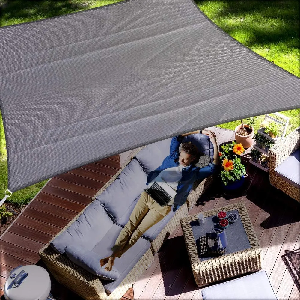 Sun Sail Shades Rectangular Waterproof, Jhua 9.8 x 16.4ft Sun Shade Sail Rectangle 160GSM UV Block Sail Canopy for Patio Backyard Lawn Garden Deck Sand, Outdoor Activities