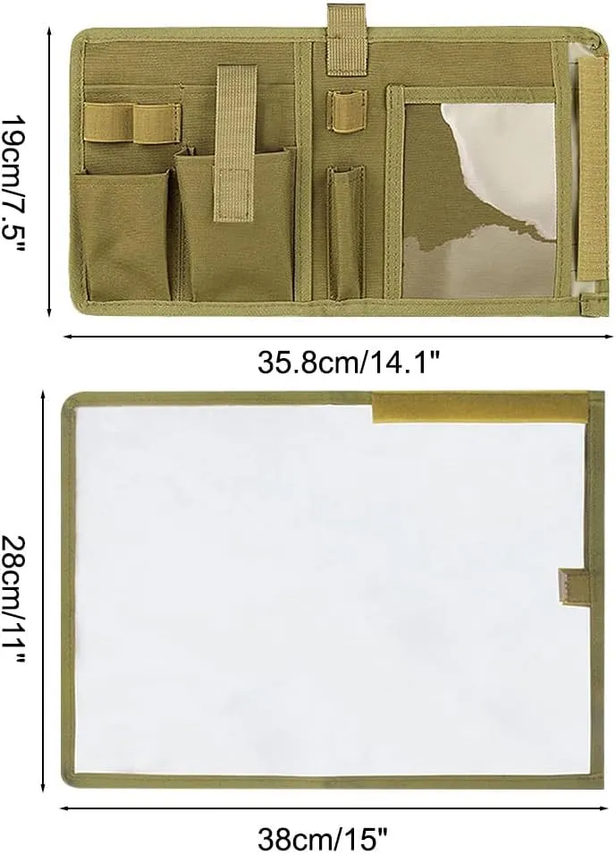 Tactical Map Case with 11×15in Clear Window, Waterproof Foldable Map Storage Bag for Outdoor Camping Hiking Cycling