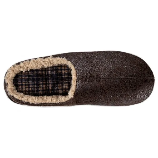 Totes Isotoner DISTRESSED Mens Mule Slippers Brown
