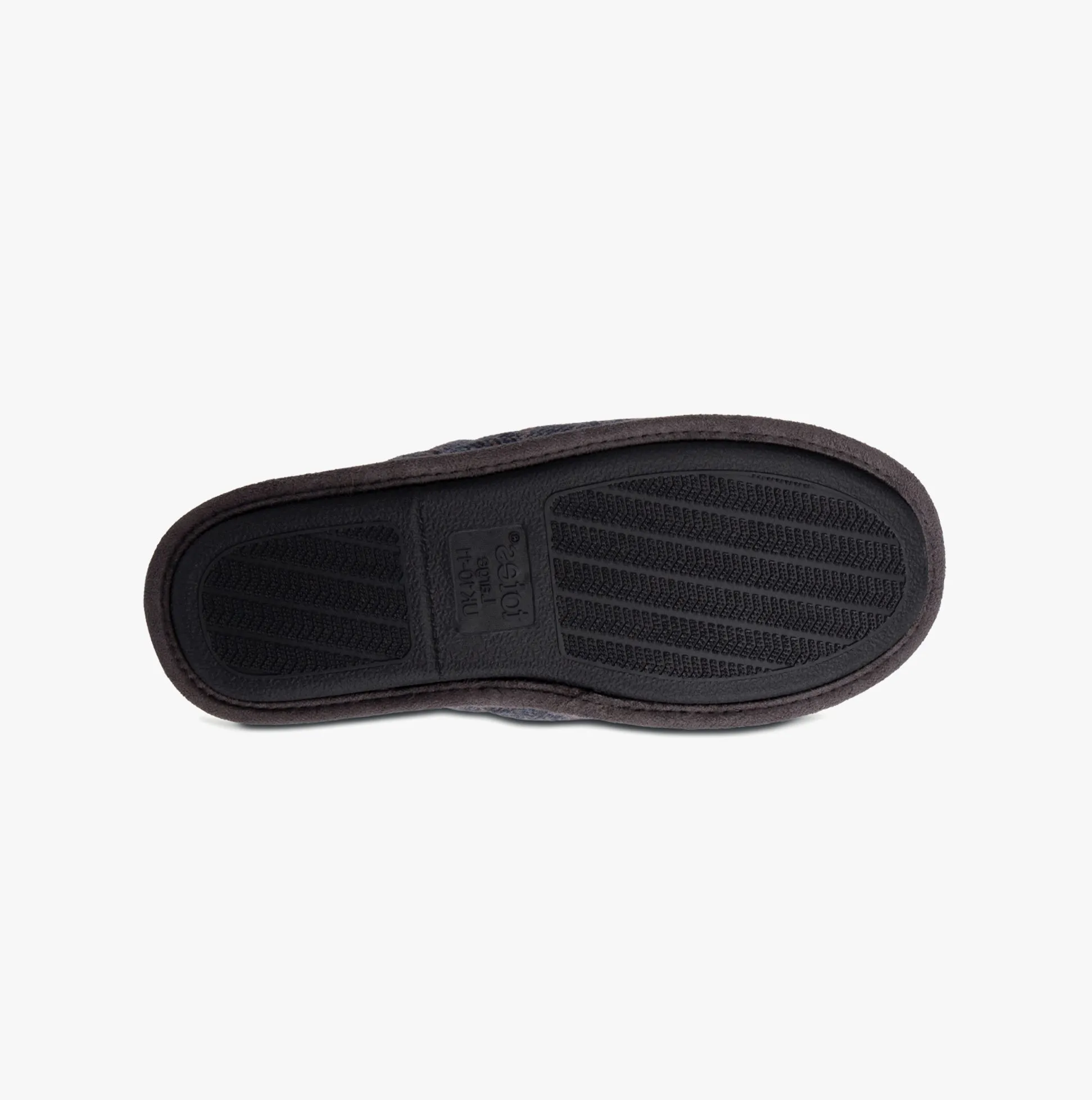 Totes Toasties WOOL BLEND HERRINGBONE Mule Slippers Mens Navy