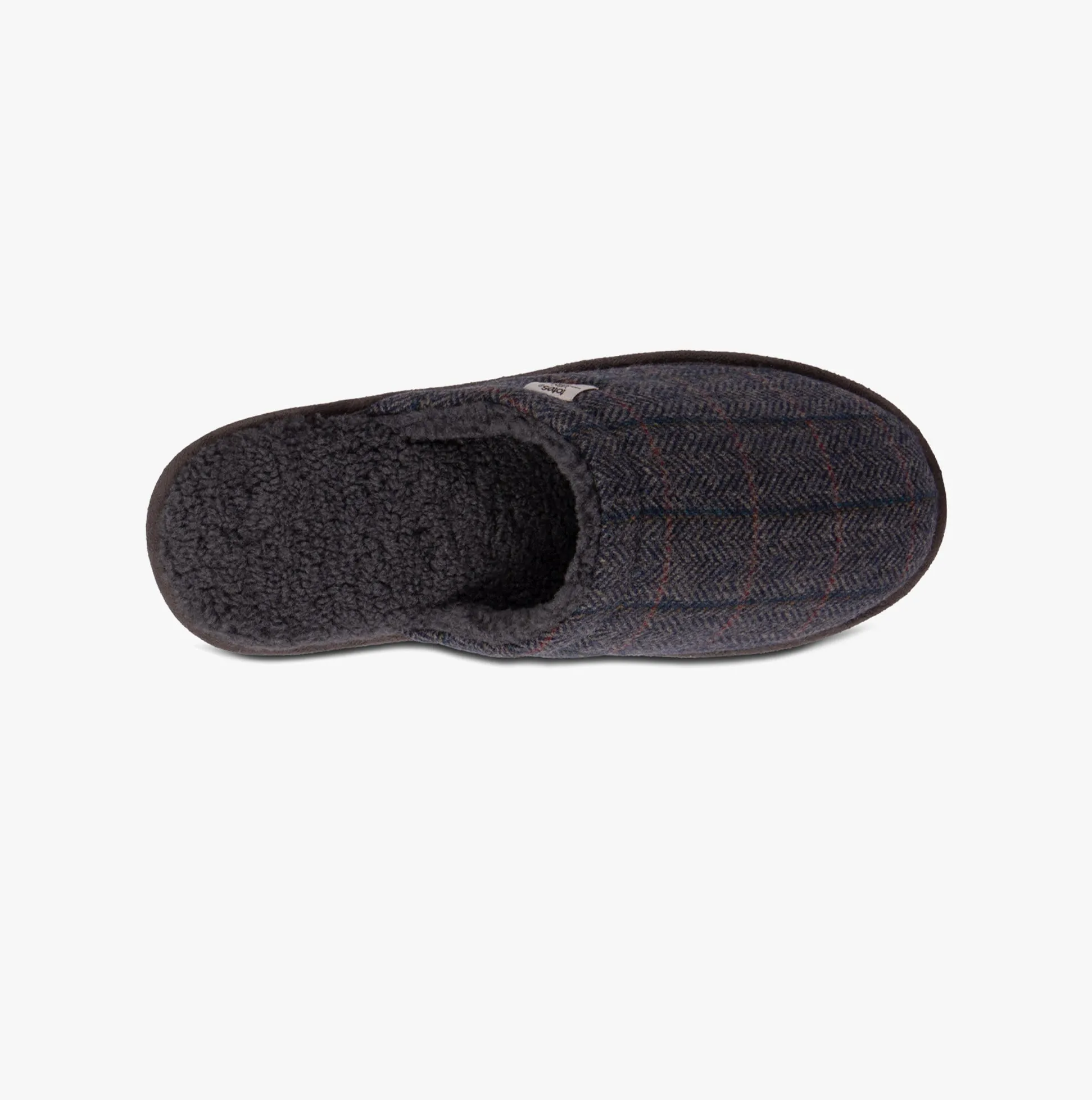 Totes Toasties WOOL BLEND HERRINGBONE Mule Slippers Mens Navy