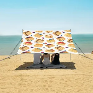 Traditional Pancake Beach Canopy Tent Anti-UV & Wind Resistant, Sweet Breakfast Camping Sun Shelter Easy Setup Portable,Outdoor Shade Tents with Sandbags,Sand Shovels,Ground Pegs & Stability Pol
