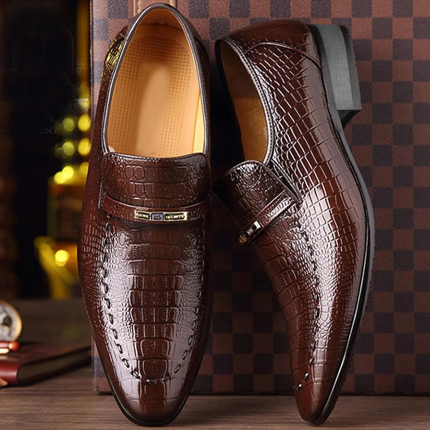 UOQAPRE Men's Oxfords Formal Dress Shoes Classic Oxford Dress Shoes Formal Business Full Leather Shoes for Men