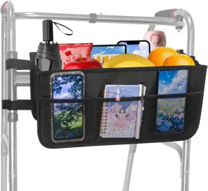 Upgrade Walker Basket Walker Bag Water Cup Holder For Folding Walker,Walker Accessories,Foldable Walker Storage Bag with Big Capacity & Never Tipping Over,Best Gift for Family