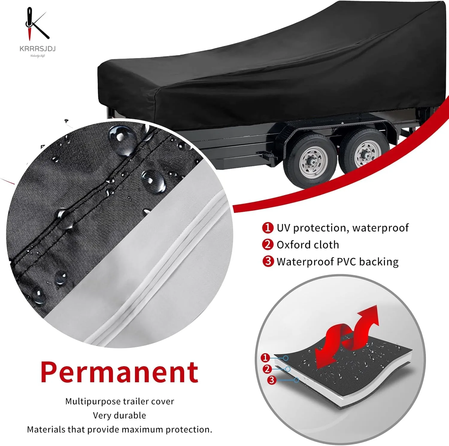 Utility Trailer Cover(with ramp gate),Waterproof Windproof Heavy Duty Black Dump Trailer Cover,420D Dust and UV Protection (Black,7 * 14)