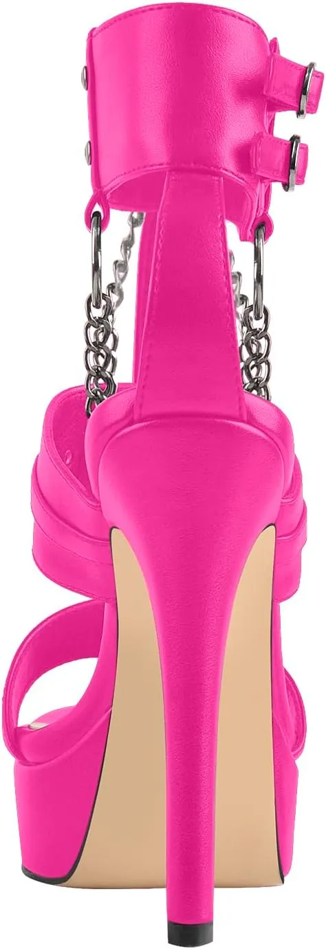 VERISSON Women's Stiletto High Heel Sandals Cross Bands Open Toe Platform Ankle Sandals Party Dress