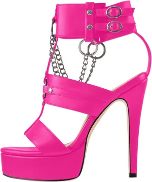 VERISSON Women's Stiletto High Heel Sandals Cross Bands Open Toe Platform Ankle Sandals Party Dress