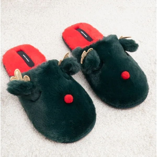 Vero Moda THEA Womens Reindeer Novelty Mule Slippers Ponderosa Pine