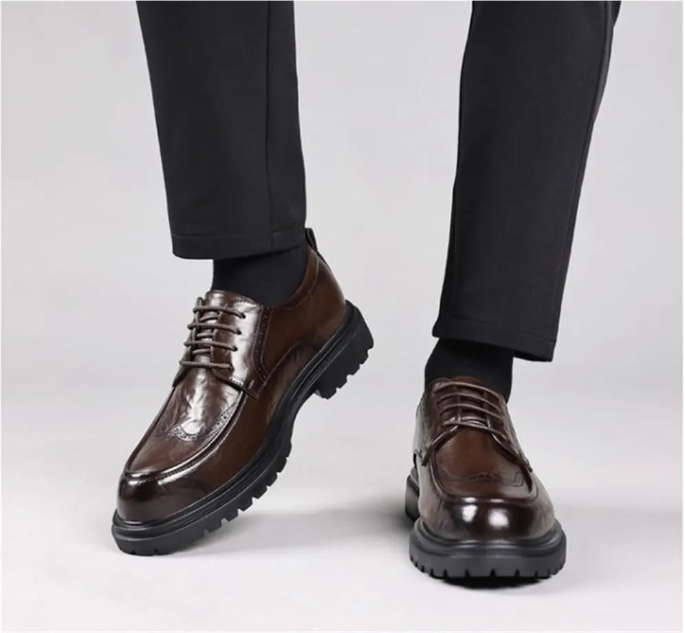 Versatile Brogue Dress Shoes Comfortable Lace Up Oxfords for Tuxedo Casual Non Slip Shoes