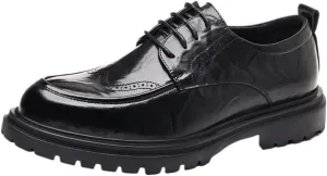 Versatile Brogue Dress Shoes Comfortable Lace Up Oxfords for Tuxedo Casual Non Slip Shoes