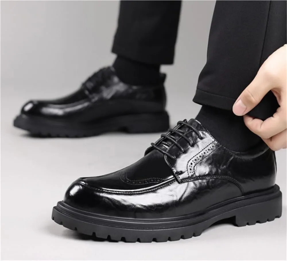 Versatile Brogue Dress Shoes Comfortable Lace Up Oxfords for Tuxedo Casual Non Slip Shoes