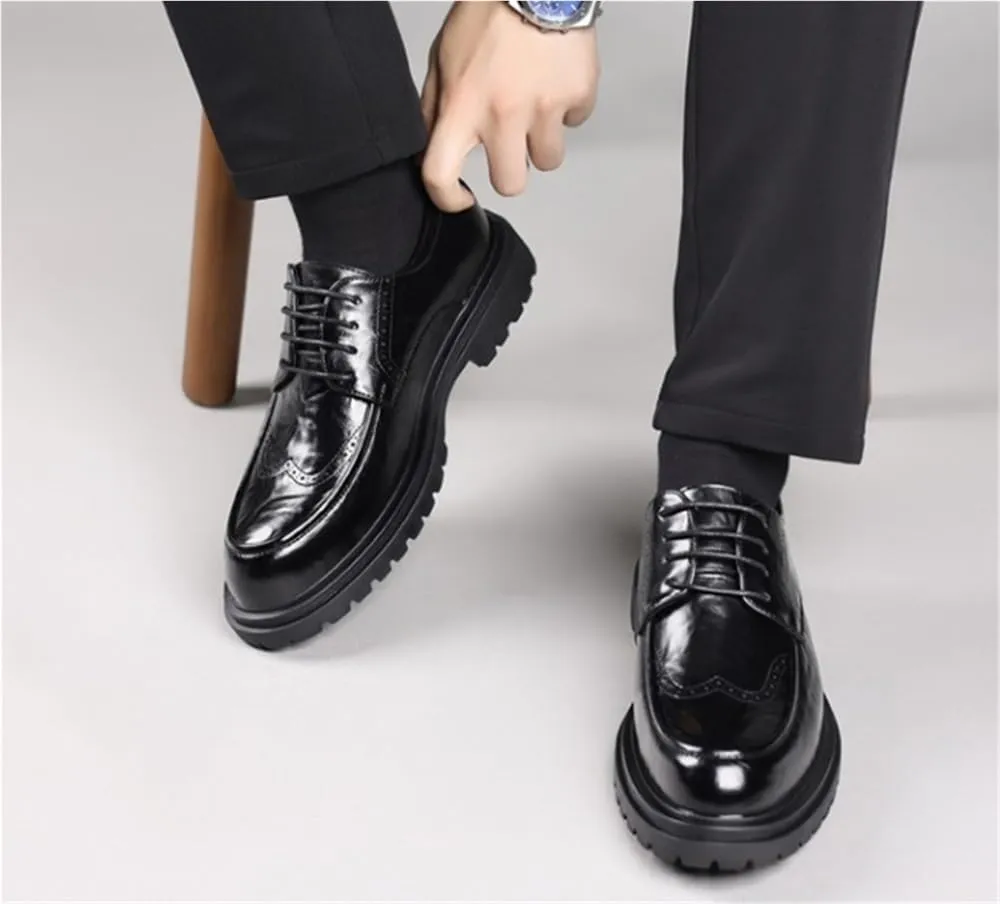 Versatile Brogue Dress Shoes Comfortable Lace Up Oxfords for Tuxedo Casual Non Slip Shoes