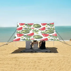 Watermelons Leaves Pattern Beach Camping Tent Sun Shelter for Whole Family, Beach Shade Canopy with UPF50  UV Protection,Easy Set Up and Carry,Outdoor Shade for Trips, Fishing, Backyard Fun Pic