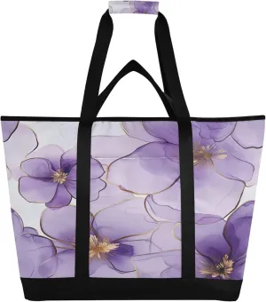 Wildflowers Reusable Insulated Cooler Bag with Ice Pack Compartment - Large 181L Waterproof Thermal Grocery Tote for Picnic Beach Camping Lunch Storage