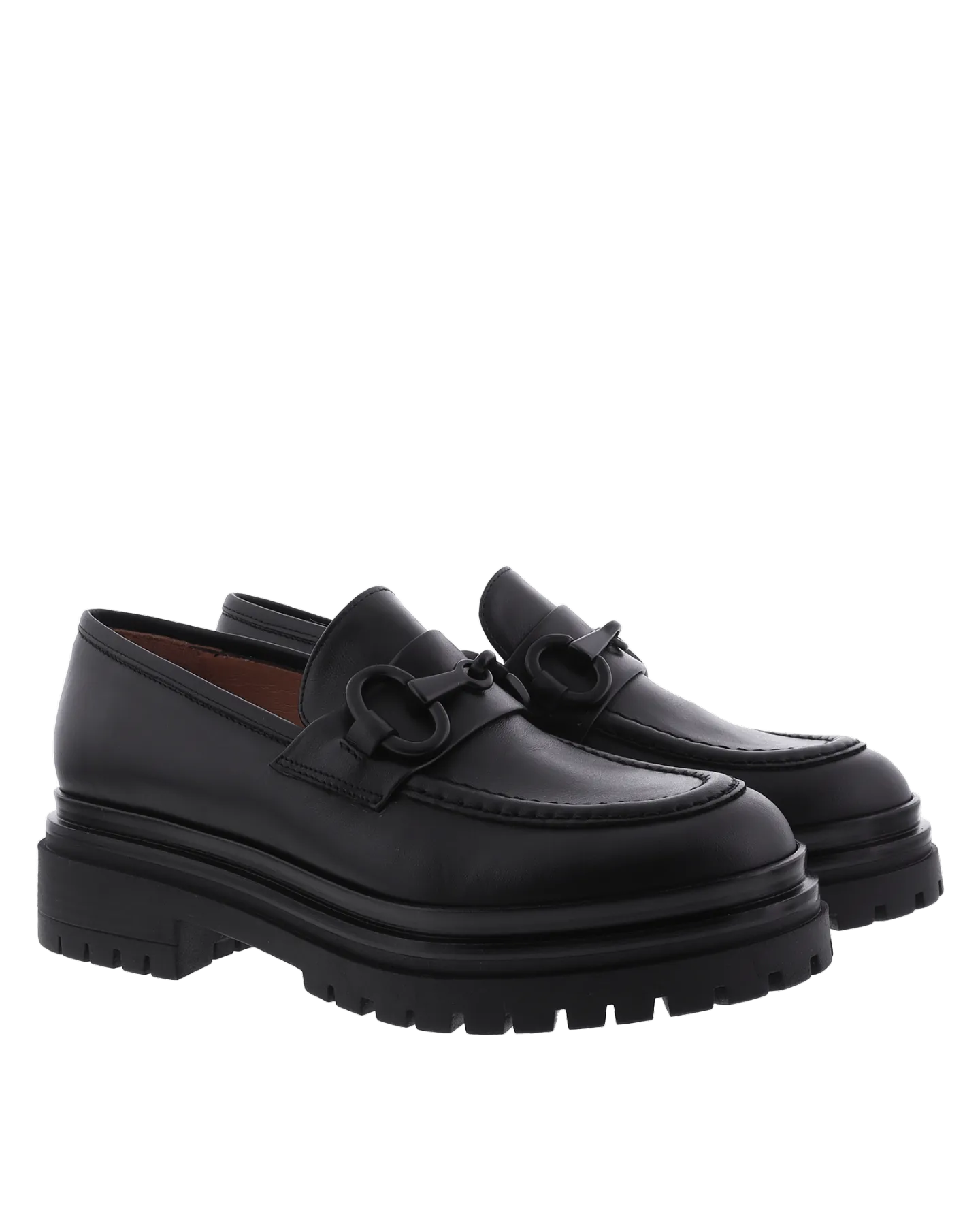 Women Chunky Loafer Leather Black