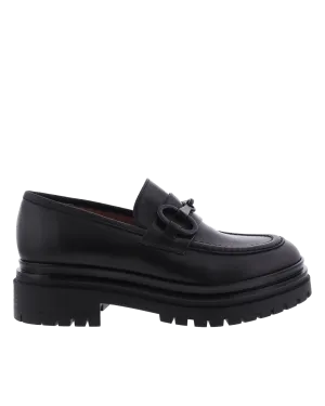 Women Chunky Loafer Leather Black