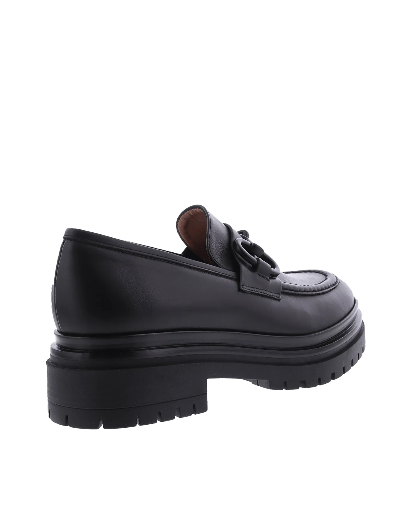 Women Chunky Loafer Leather Black