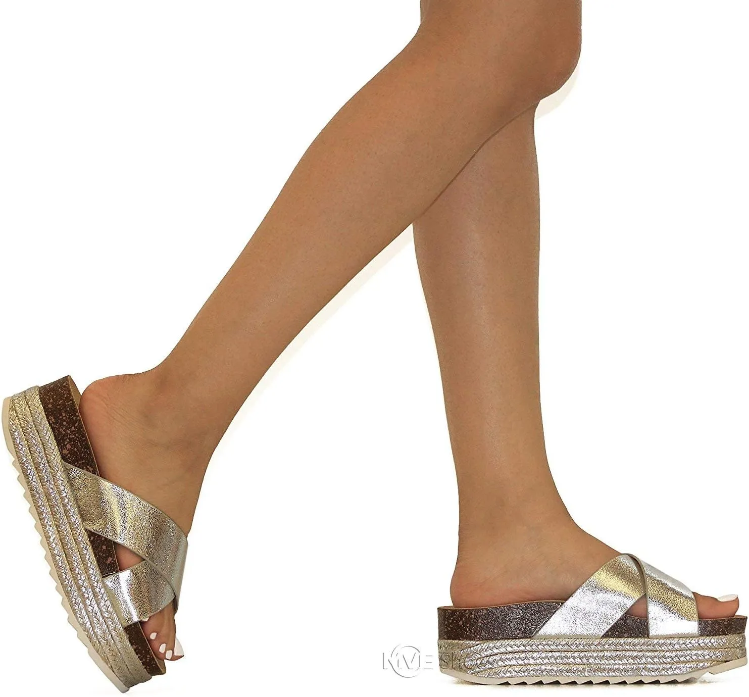 Women Platform Sandal Casual Beach Espadrille Slip On Summer Slides GG11