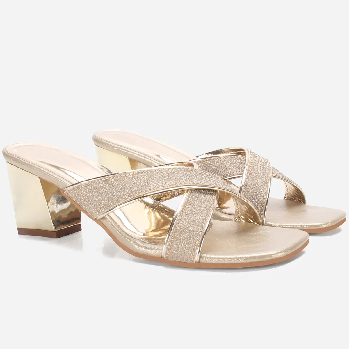 Women "DESERAE" Shimmer Block Heel Sandals