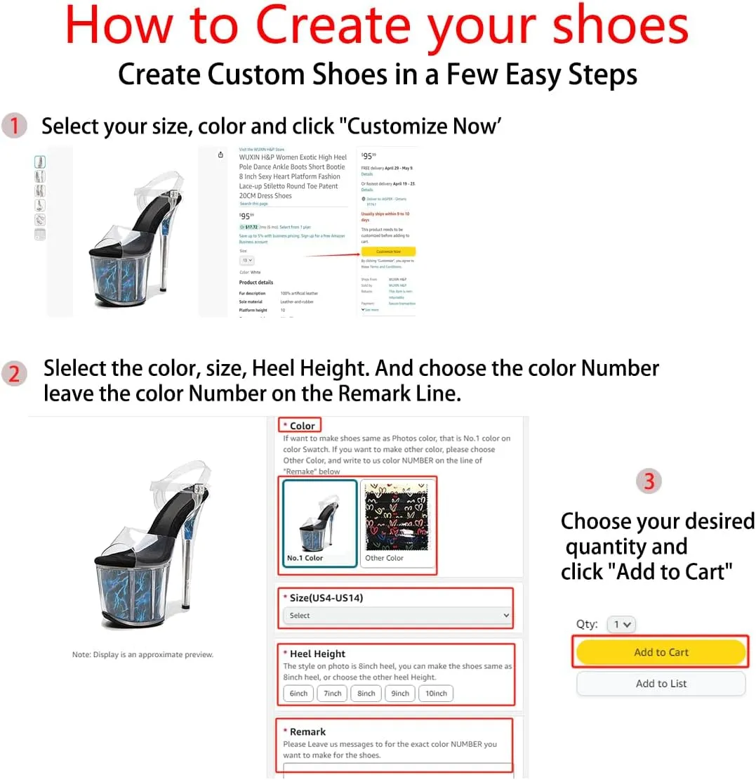 WUXIN H&P Women's Clear Exotic Pole Dance Ankle-Strap Sandal 8 Inch Platform Fashion Model Sexy Stiletto Custom Mirror Round Toe Dress shoes High Heel